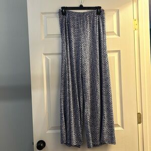 Zac & Rachel Flowy Wide Leg Pants Medium Blue and White